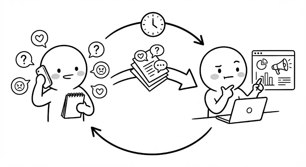 顧客の声のフィードバックサイクル マーケティング組織開発パターン